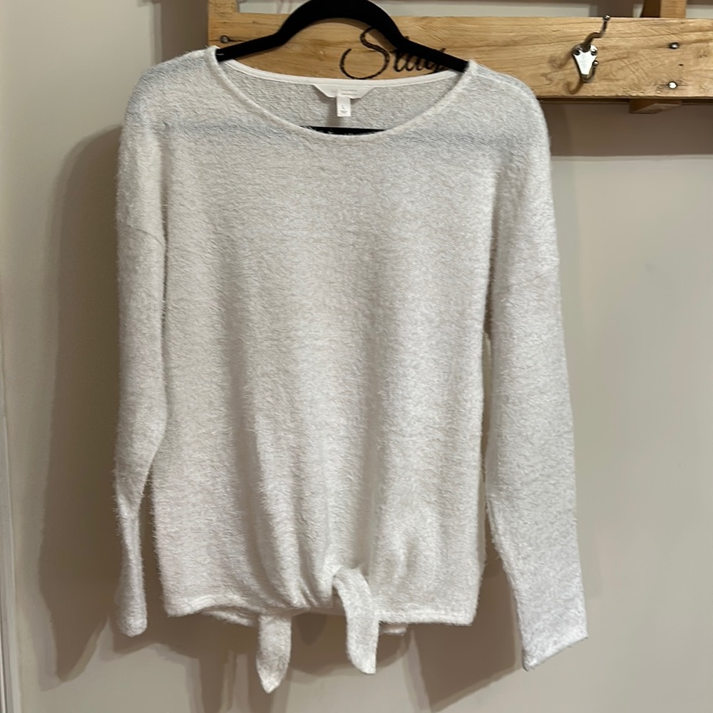 Lauren Conrad White Fuzzy Sweater
